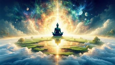 Illustration representing enlightenment and transcendence Illustration representing enlightenment and transcendence